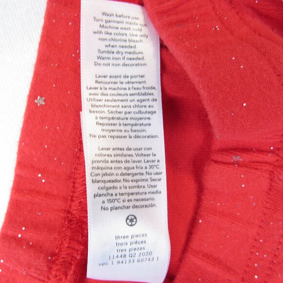 Carter's Toddler Girl's Size 5 Leggings Red Silver Glitter Star Sparkle Holiday - Picture 5 of 8